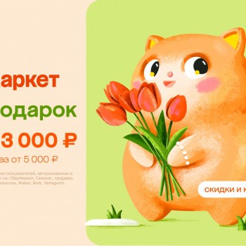 Промокод на 3000 от 5000 рублей на первый заказ в МегаМаркете