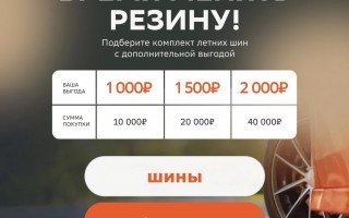 Скидка до 2000 рублей на шины в СберМегаМаркете