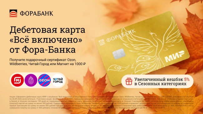 Подарочный сертификат на 1000 рублей через Фора-Банк